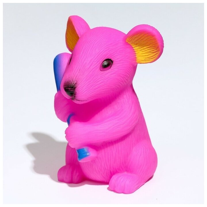 Игрушка пищащая "Мышь" для собак, 9 см, розовая - фотография № 2