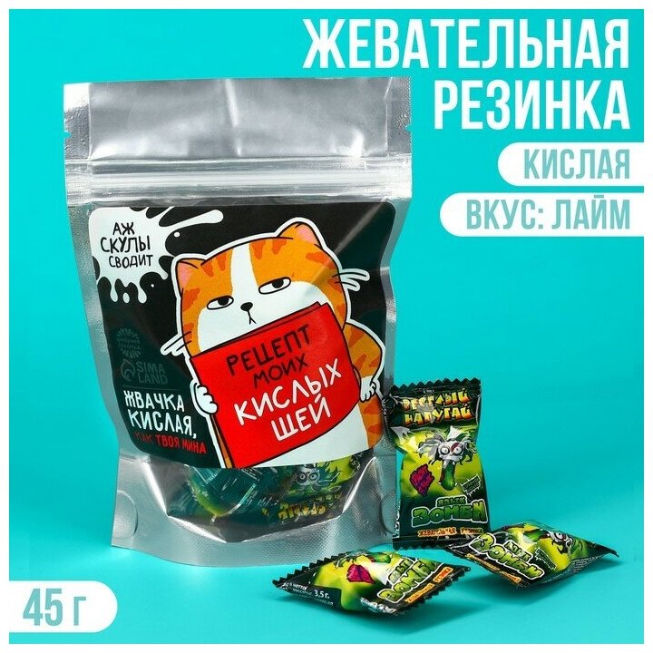 Кислая жевательная резинка «Рецепт кислых щей», 13 шт, 45 г.