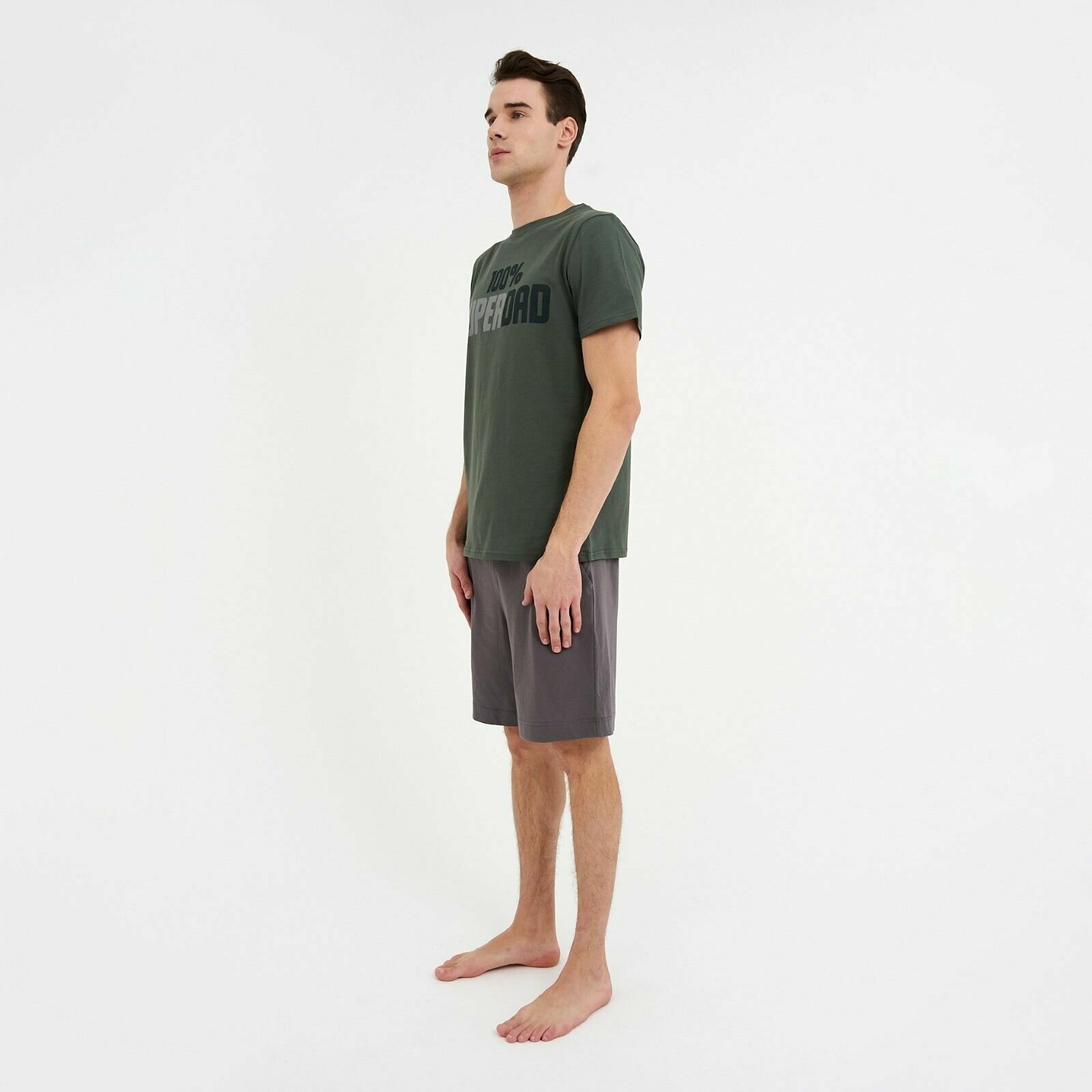 Пижама Kaftan, шорты, футболка, размер 52, зеленый - фотография № 3