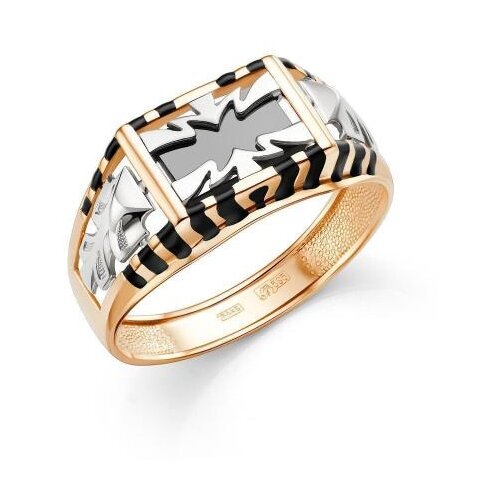 фото Золотое кольцо караваевская ювелирная фабрика 31-0290 с ониксом и эмалью diamant-online