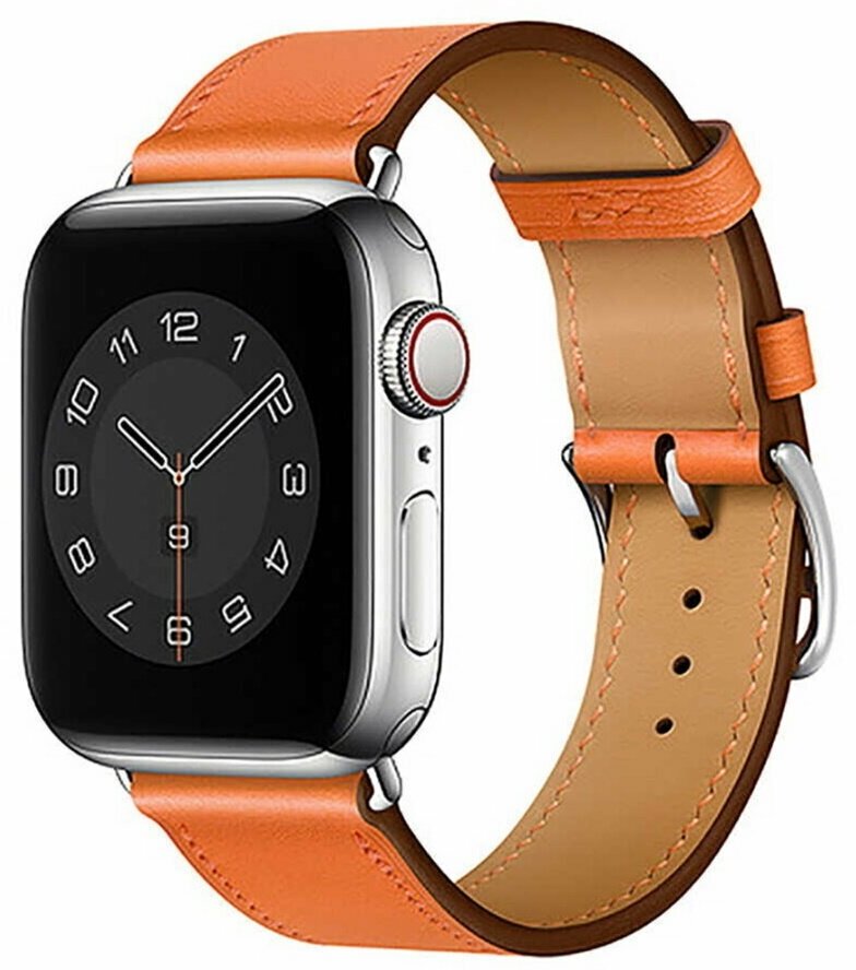 Кожаный ремешок для часов WiWU Attelage Genuine Leather Watch Bands для Apple Watch 42/44/45mm Orange