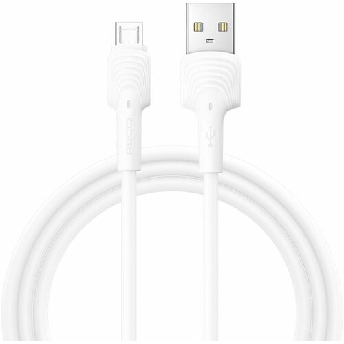 Кабель для зарядки телефона Recci RTC-N26M SHELL USB to Micro-USB, 1 метр, 2.4А, белый