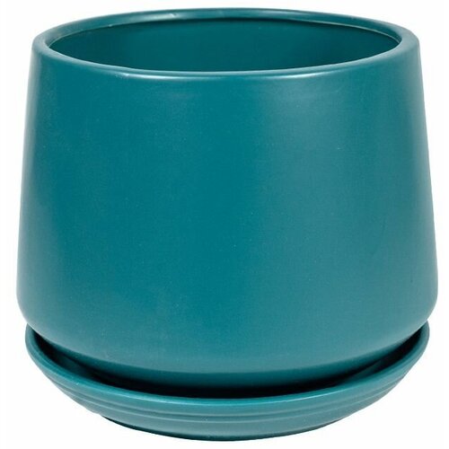 Кашпо керамическое с поддоном Конус 11*11*9.5 см, цвет синий