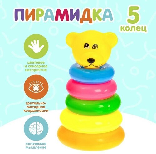 Пирамидка «Мишка», 5 колец