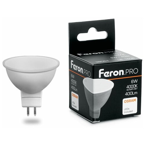 фото Лампа светодиодная feron.pro lb-1606 gu10 6w 2700k osram led, 1шт, feron, 38086