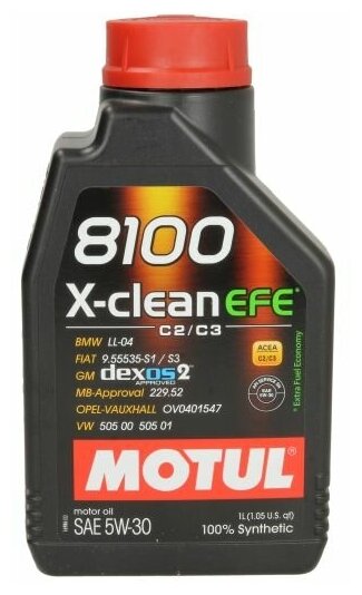 Моторное масло Motul 8100 X-Clean Efe 5W30, 1 л (замена 107210) .