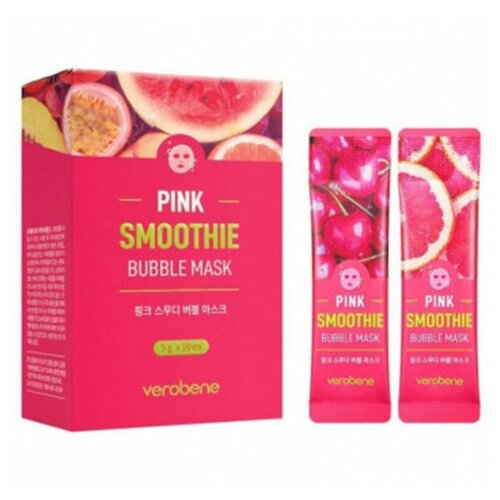 Кислородная маска смузи с красным коктейлем Verobene Pink Smoothie Bubble Mask 10 саше.