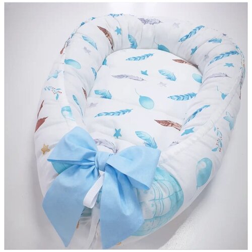 Кокон-гнездышко с бантом для новорожденного Masteritsa_textile, расцветка 