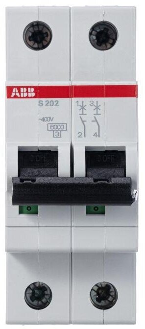 S202 C1 Автоматический выключатель 2-полюсный, 1А, 6кА (хар-ка C) ABB, 2CDS252001R0014 - фотография № 3