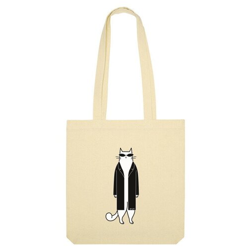 Сумка шоппер Us Basic, бежевый мужская футболка кот в пальто l белый