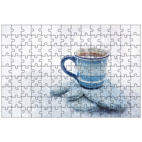 фото Магнитный пазл 27x18см."кофе, кружка, зима" на холодильник lotsprints