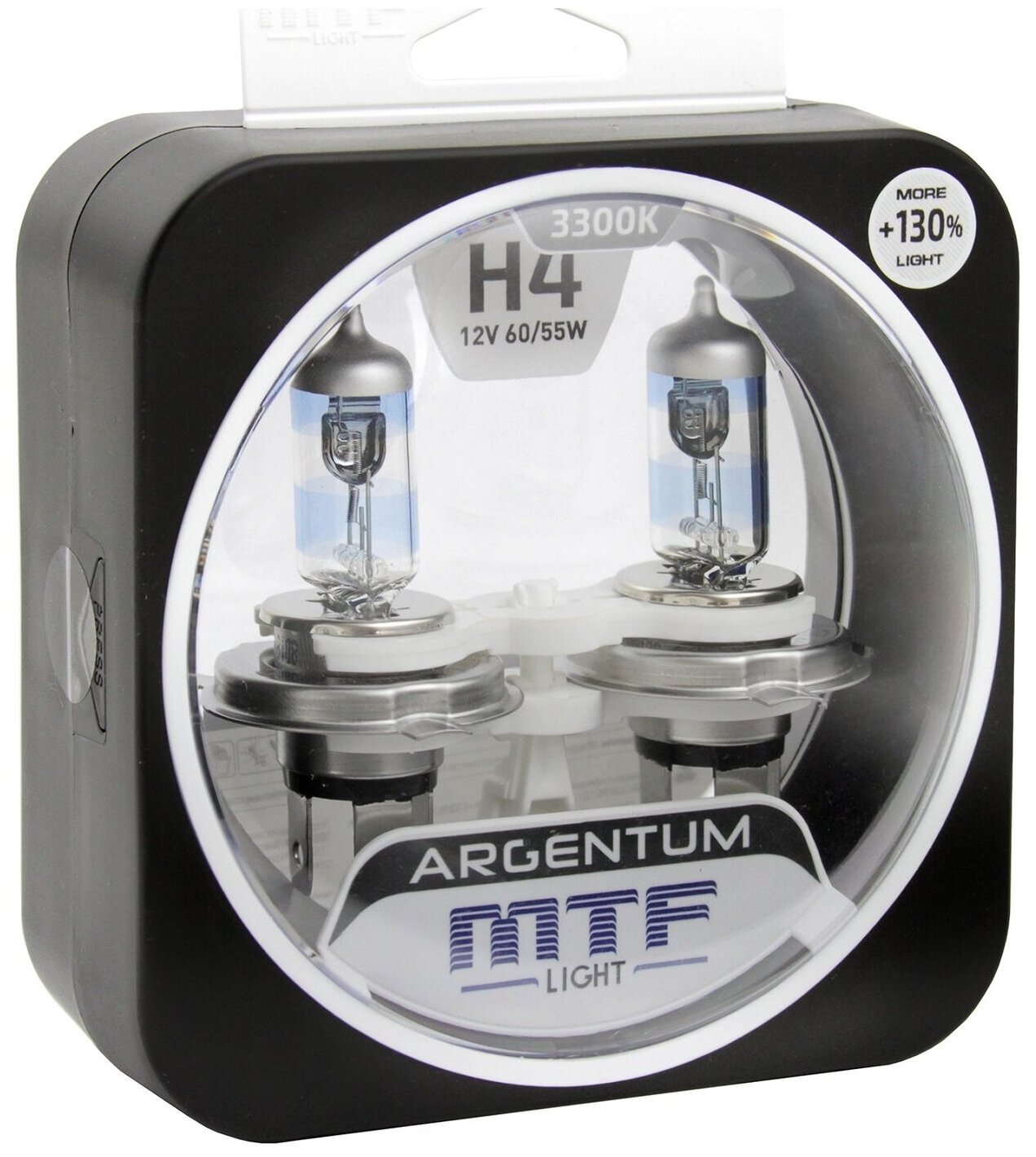 Комплект галогенных ламп H4 MTF light series Argentum со специальным инновационным покрытием и нить накаливания повышенной эффективности обеспечивают прибавление света на 130% (3500K) комп.2шт.