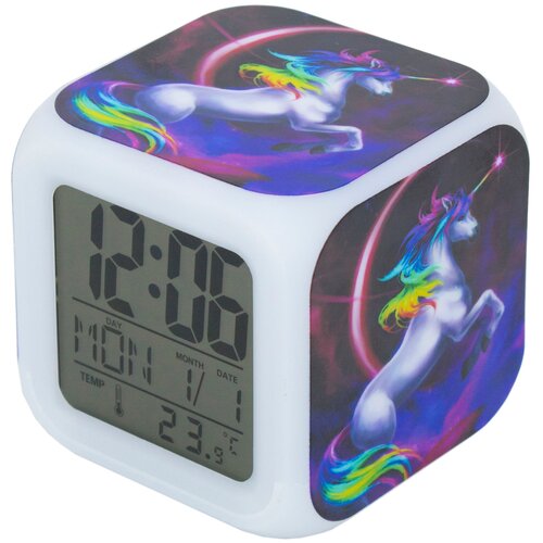 Детский настольный электронный будильник с подсветкой/ детские электронные настольные часы ночник Единорог МихиМихи