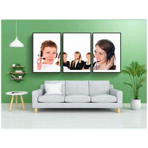 фото Набор модулных постеров для интерьера "колл-центр, гарнитура, женщина" 60x90 см. в тубусе, без рамки lotsprints