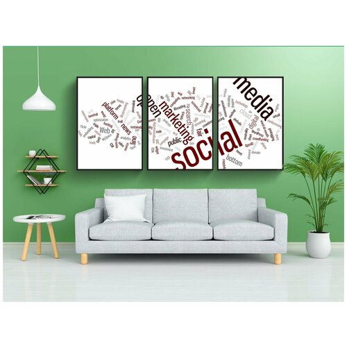 фото Набор модулных постеров для интерьера "wordcloud, облако тегов, облако" 60x90 см. в тубусе, без рамки lotsprints