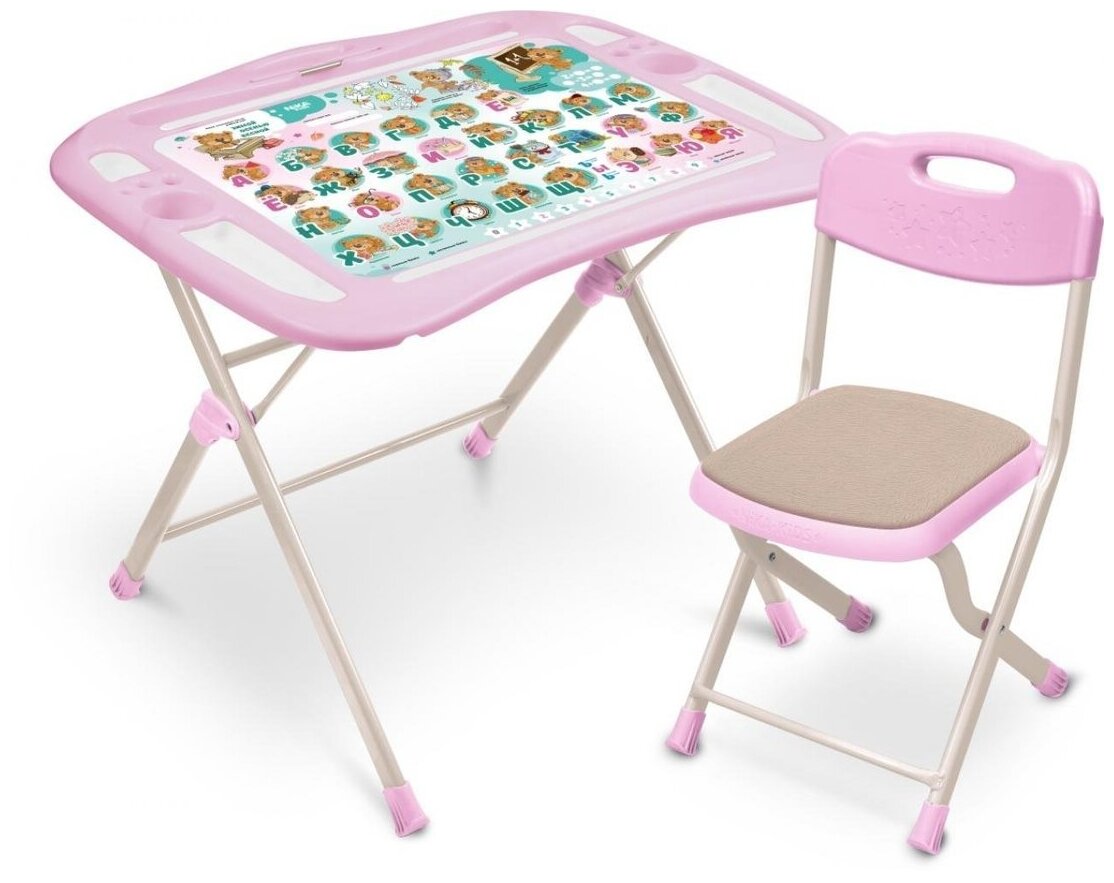 Комплект детской мебели Ника стол и стул, с забавными медвежатами, розовый (NKP1/ЗМ)