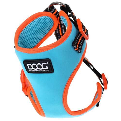 Шлейка DOOG Neoflex Soft Harness, обхват шеи 34-40 см, голубой/оранжевый, L шлейка gigwi pet collars комплект l джинс голубой l