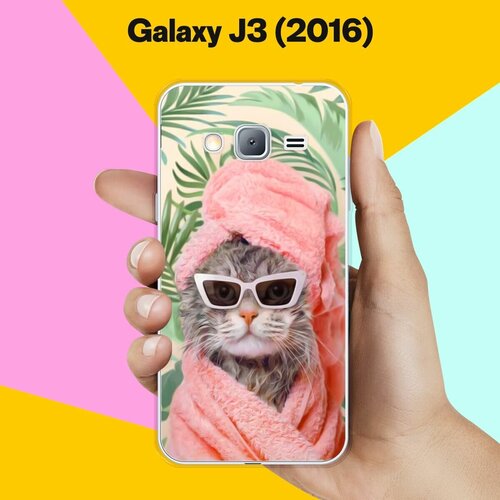 Силиконовый чехол на Samsung Galaxy J3 (2016) Чистый кот / для Самсунг Галакси Джи 3 2016 силиконовый чехол на samsung galaxy j3 2016 синий цвет для самсунг галакси джи 3 2016