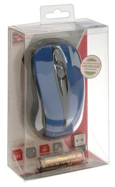 Беспроводная мышь Gembird MUSW-325-B Blue USB