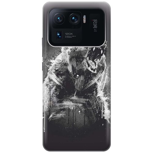 фото Ультратонкий силиконовый чехол-накладка для xiaomi mi 11 ultra с принтом "разъяренный медведь" gosso