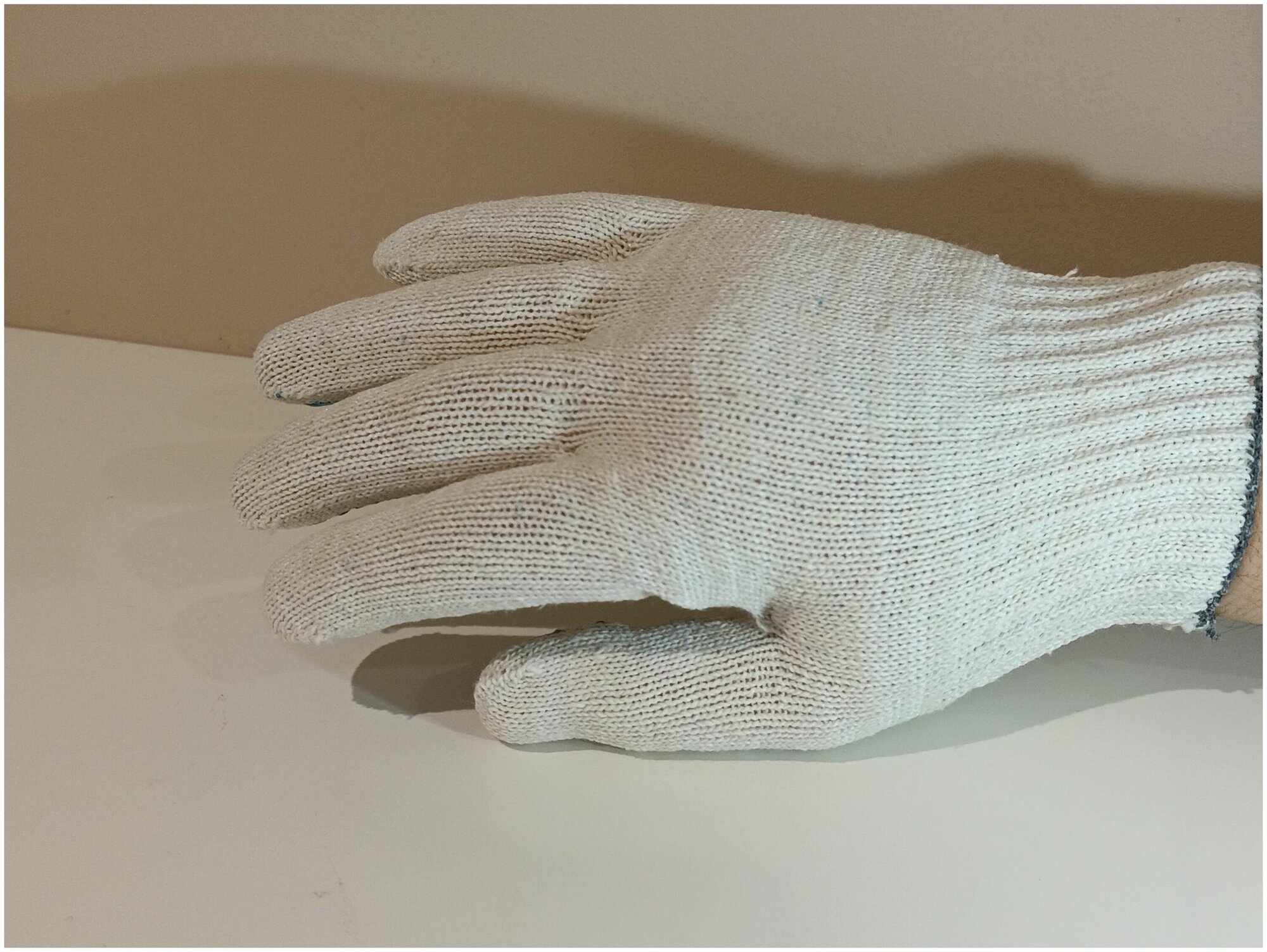 Перчатки (gloves) ХБ 10кл. 4 нитки с ПВХ покрытием белые (5 пар) / PPE-001 - фотография № 5