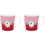 Набор из 2-х больших кружек Pip Studio Love Birds Medallion Red-Pink, 250 мл, 51.002.026 - изображение