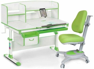 Комплект парта Mealux Evo-50 зеленый + кресло Onyx зеленый + чехол для кресла + подставка для книг