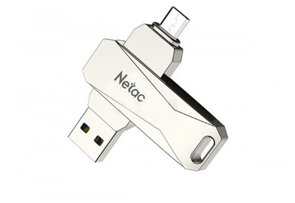 Флеш-накопитель USB 3.0 128GB Netac U381 Dual серебро (USB 3.0/3.1 + MicroUSB)