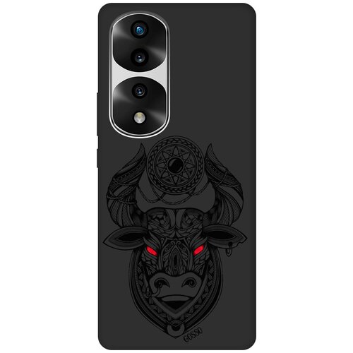 Матовый Soft Touch силиконовый чехол на Honor 70 Pro / Honor 70 Pro+ / Хонор 70 / 70 Про Плюс с 3D принтом Grand Bull черный матовый soft touch силиконовый чехол на honor 70 хонор 70 с 3d принтом grand cat черный