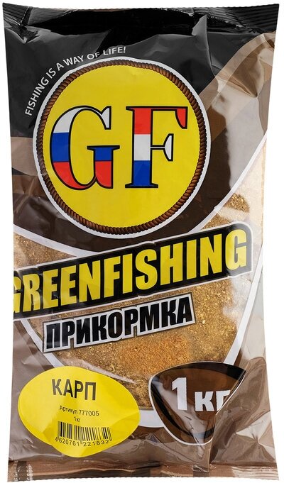 Прикормка Greenfishing GF карп 1кг, слива + МЕД, желтый