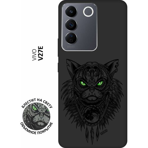 Матовый Soft Touch силиконовый чехол на Vivo V27e, Виво В27е с 3D принтом Shaman Cat черный матовый soft touch силиконовый чехол на vivo v27e виво в27е с 3d принтом rose черный