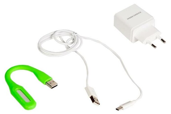 Зарядное устройство More choice NC44a, два разъема USB, кабель Type-C, 5V, 2.4A, белый
