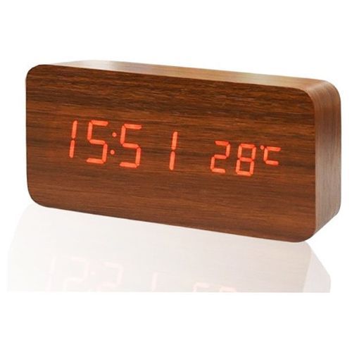 Цифровые настольные часы-будильник VST-862 (Коричневые)