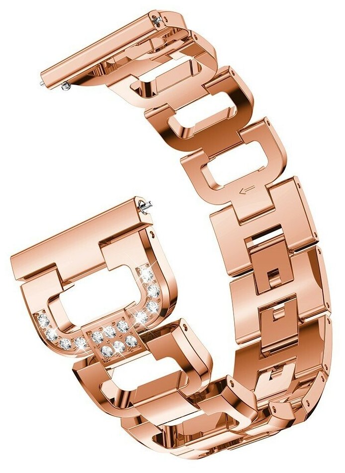 Металлический ремешок со стразами 20 мм для Samsung Galaxy Watch 42mm - розовое золото