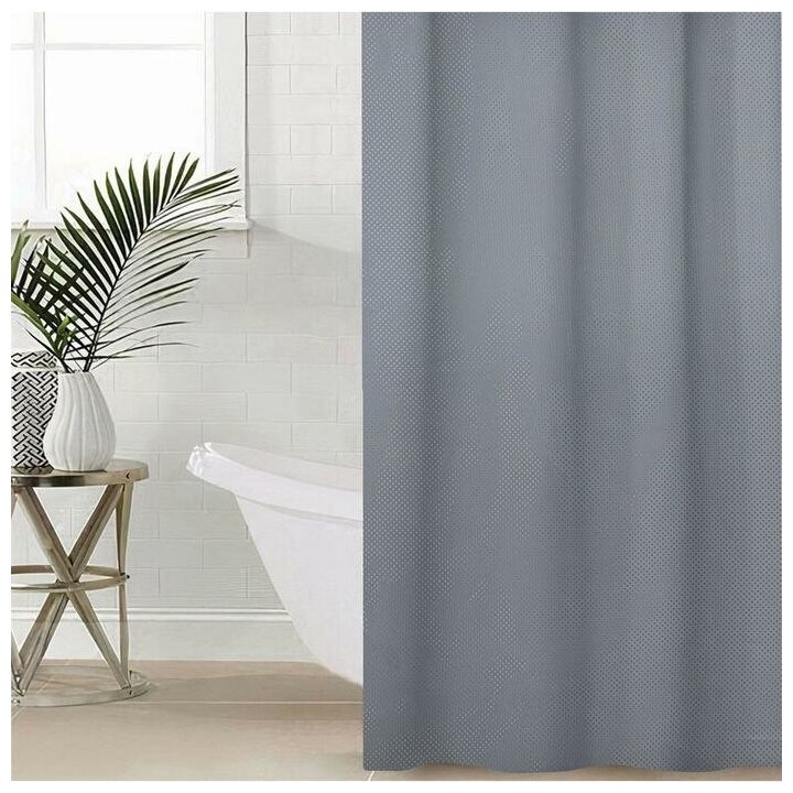 Штора для ванной комнаты Доляна «Орион» 180×180 см полиэстер цвет серый