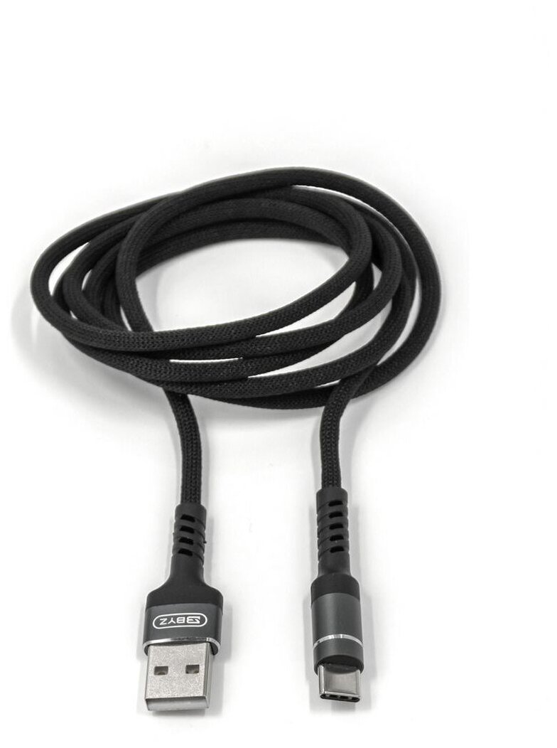 USB-кабель BYZ BC-025t AM-Type-C 1.2 метра, 5A, нейлон, чёрный