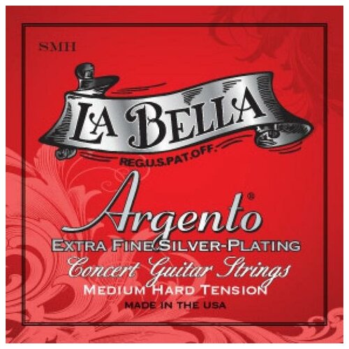 La Bella Argento Extra Fine Silver Plating Medium-Hard Tension SMH струны для классической гитары galli gr65 струны для классической гитары 29 44 medium