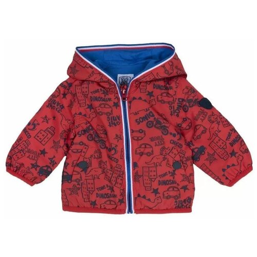 фото Куртка chicco для мальчиков, с машинками, размер 074, цвет красный