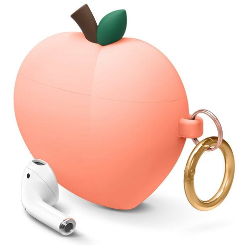 Силиконовый чехол с карабином Elago Peach Silicone Hang case для AirPods 1&2, цвет Персиковый (EAP-PEACH-PE) EAP-PEACH-PE чехол elago для galaxy buds чехол hang case blue peach