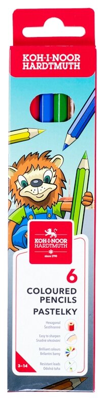 Карандаши цветные Koh-I-Noor "Lion", 06цв., заточен., картон, европодвес