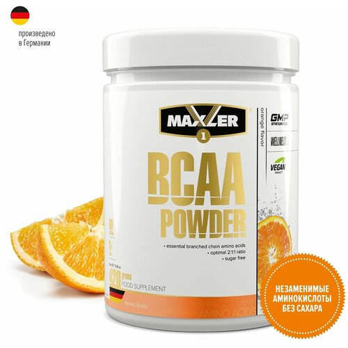 BCAA Maxler BCAA Powder, апельсин, 420 гр. аминокислоты maxler bcaa powder 2 1 1 sugar free 210 гр зелёное яблоко