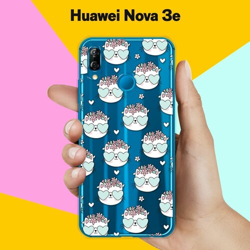 Силиконовый чехол Узор из котов на Huawei Nova 3e силиконовый чехол узор из котов на huawei nova 7 se