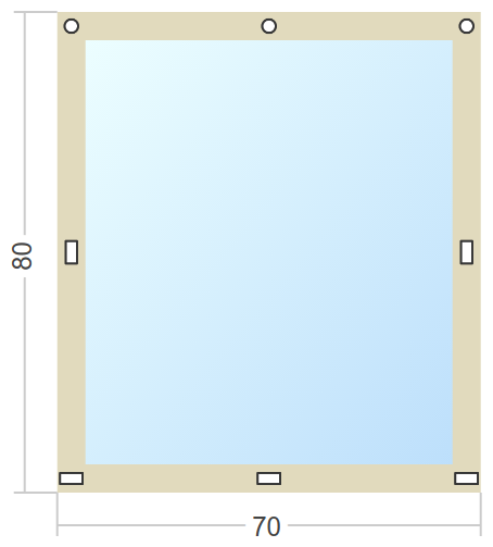 Мягкое окно Софтокна 70х80 см, Прозрачная пленка 0,7мм, Скоба-ремешок, Бежевая окантовка, Комплект для установки - фотография № 3
