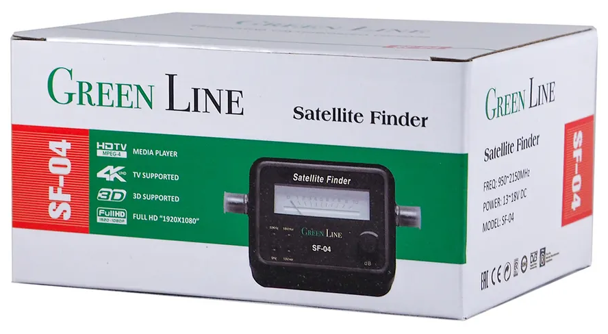Комплект: Прибор стрелочный для настройки спутниковых антенн Green line SatFinder SF-04 Измеритель сигнала + кабельная сборка 25см