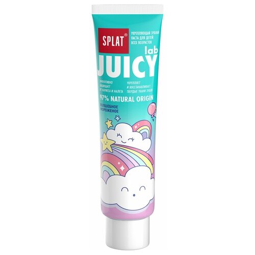 Зубная паста SPLAT JUICY LAB Волшебное мороженое, 80 г, мятный/белый/розовый