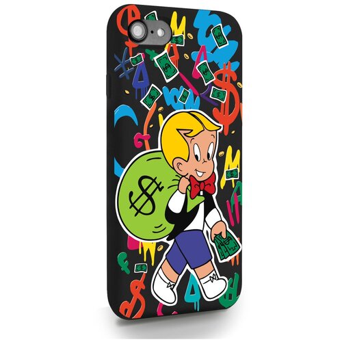 фото Черный силиконовый чехол musthavecase для iphone 7/8/se2020 monopoly richie rich/монополи богатенький риччи для айфон 7/8/се2020 противоударный