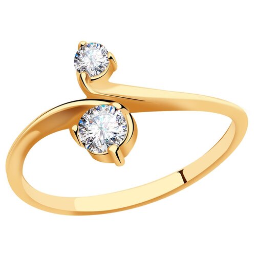 фото Золотое кольцо aquamarine 61895а с фианитом diamant-online