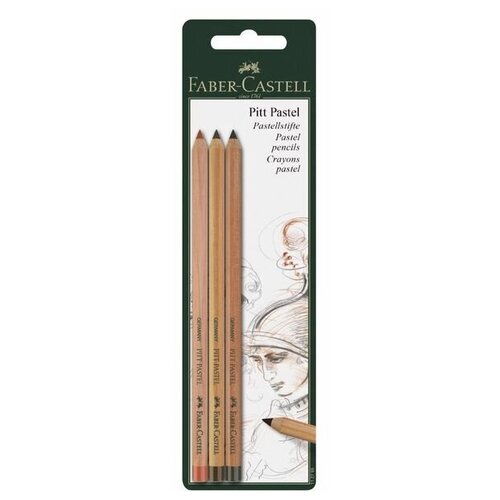 Пастель сухая в карандаше набор Faber-Castell PITT® Pastel, 3 штуки, сангина/черный