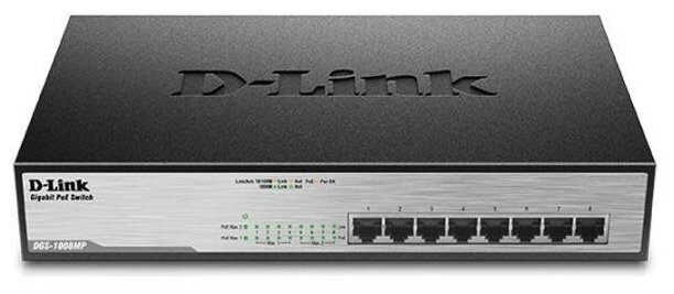 Коммутатор D-Link DGS-1008MP/B1A 8G 8PoE 125W неуправляемый