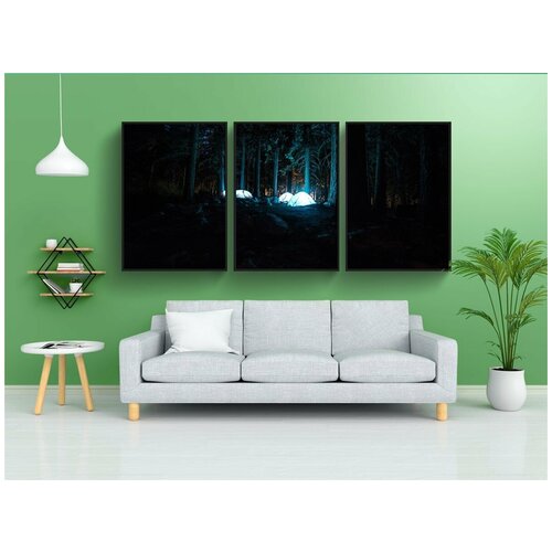 фото Набор модулных постеров для интерьера "палатки, лагерь, ночь" 60x90 см. в тубусе, без рамки lotsprints